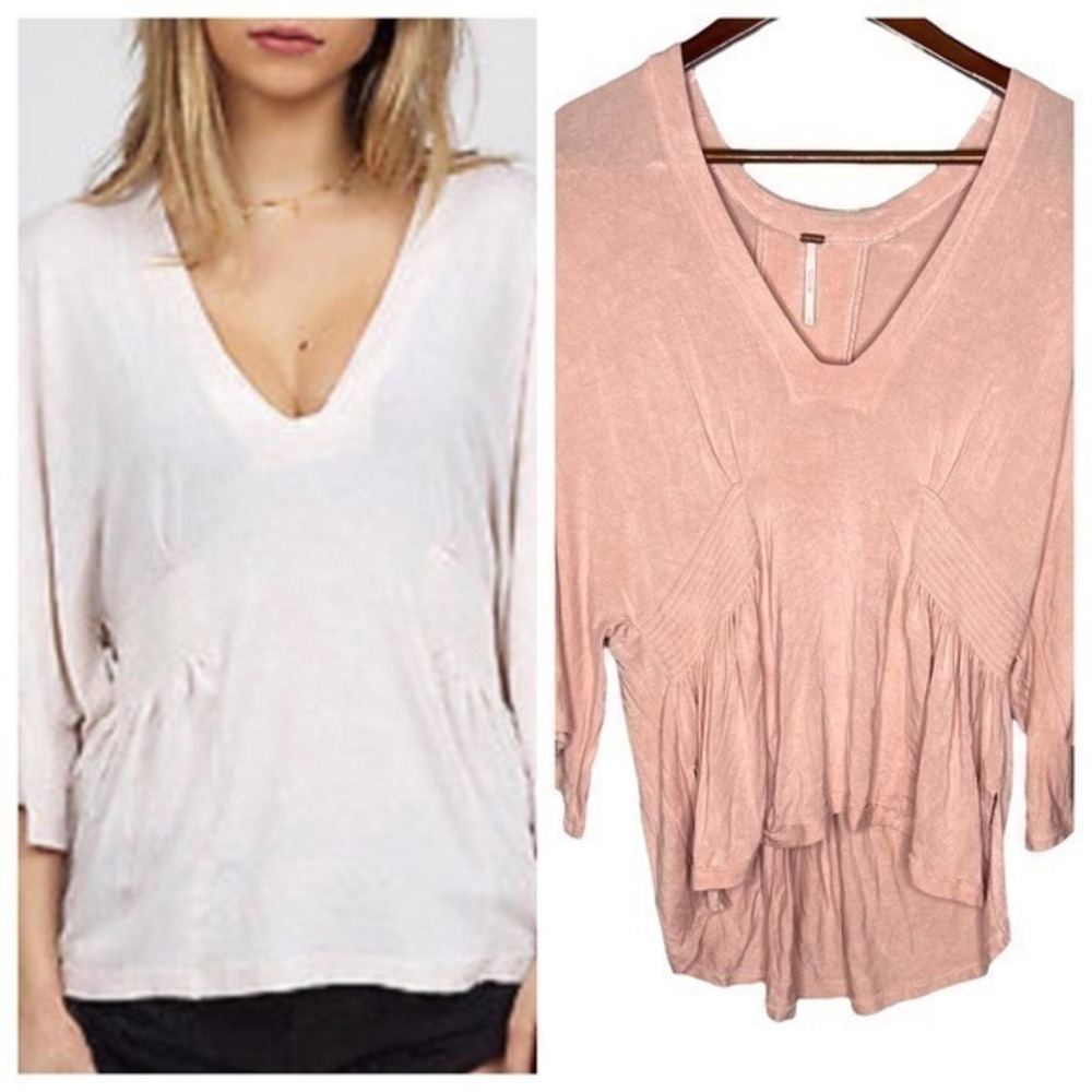 Free People Dusk Meets Dawn festival blush pink dolman peasant top size small